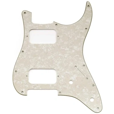 Afbeelding van Musiclily Pro 11 gaats ST Slagplaat Gitaar HH Pickguard met Ronde Hoek Uncovered 2 Humbucker Potmeter Uitsparingen voor Fender Squier Strat stijl Elektrische Gitaar, 4 laags Aged White Pearl