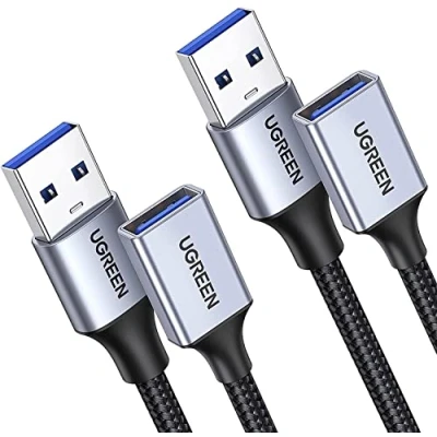 Afbeelding van UGREEN USB Verlengkabel 5Gbps 3.0 Verlengkabel(2 stuks 2M) A naar met nylon kabel en aluminium behuizing voor stickmuis hoofdtelefoon hub printer webcam camera enz.