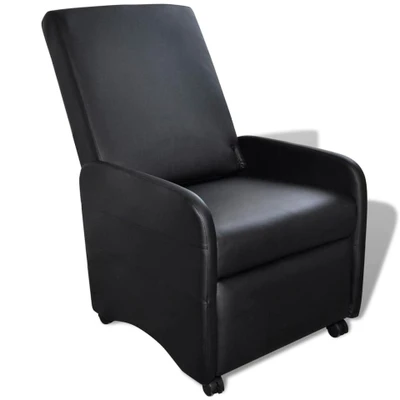 Afbeelding van vidaXL Fauteuil inklapbaar kunstleer zwart