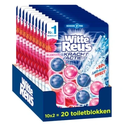 Afbeelding van 10x Witte Reus Toiletblok Kracht Actief Bloesem 2 stuks
