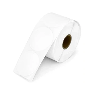 Afbeelding van QWORK® 2 inch 50 mm ronde etiketten Zelfklevende thermische stickerlabels voor doe het zelf logo ontwerp QR code Adreslabels Naamlabels labelprinter (750 labels, wit)
