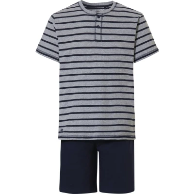 Afbeelding van Pastunette for men shortama met strepen grijs/zwart
