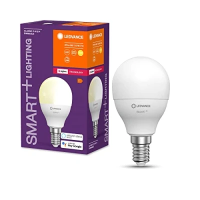 Afbeelding van LEDVANCE Slimme LED lamp met ZigBee technologie, E14 basis matte optiek,Warm wit (2700K), 470 Lumen, substituut voor 40W verlichtingsmiddel slim dimbaar, 4 Pak
