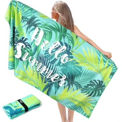 Afbeelding van Pameil Strandhanddoek, microvezel, groot, 90 x 180 cm, microvezel handdoeken, compact en zandbestendig, licht sneldrogend, gymhanddoek voor op het strand, gym, reizen, sauna
