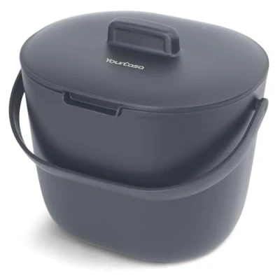 Afbeelding van YourCasa Biologische afvalemmer keuken, 3,6 liter, compostemmer voor dagelijks biologisch afval, vaatwasmachinebestendig, geurdicht, met zeef en ergonomische handgreep, bio vuilnisemmer, kleine