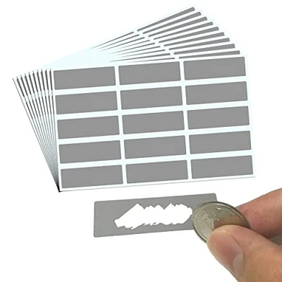 Afbeelding van 150 Stuks, 48 x 15mm Kras Stickers Scratch off Krasstickers, Grijs Rechthoekig