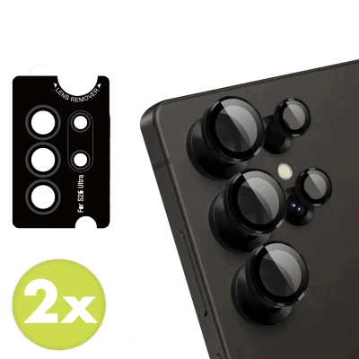 Afbeelding van 2 Pack Screenprotectors Samsung Galaxy S25 Ultra: imoshion Camera lens protector Glas Zwarte randen