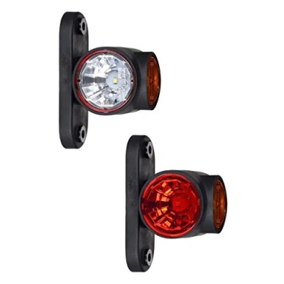 Afbeelding van 2 x LED rubberen zijmarkeringslicht, 12 V, 24 met E keurmerk, indicator, lamp, auto, vrachtwagen, wit, rood, oranje
