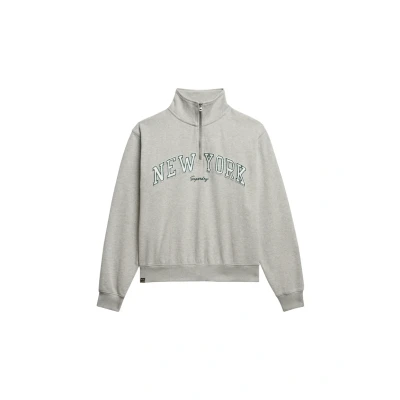 Afbeelding van Superdry Vrouwen Athletic Essentials Sweatshirt met Applicatie en Halve Rits Grijs Grootte: 44