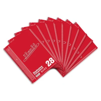 Afbeelding van Limit Collegeblok A4 geruit, met dubbele rand, 160 pagina&#039;s, rood, 10 stuks ideaal voor studenten, scholieren en kantoor