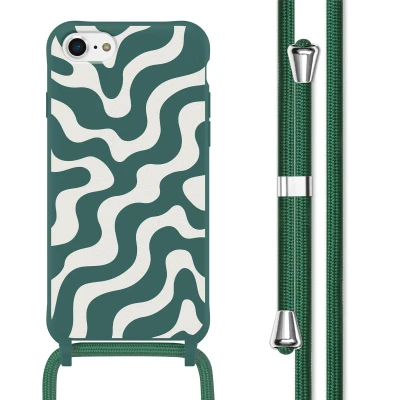 Afbeelding van Apple iPhone SE (2022) Hoesje Siliconen en TPU (zacht) imoshion Softcase/Koordhoesje/Backcover Petrol Green Groovy Telefoonhoesje