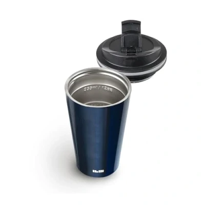 Afbeelding van IBILI Thermobeker, blauw, 280 ml, roestvrij staal, dubbele wand, herbruikbaar, koffiebeker