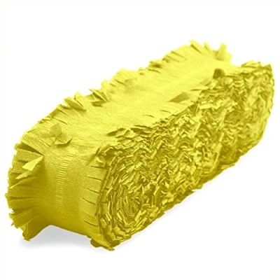 Afbeelding van Feest/verjaardag versiering slingers geel 24 meter crepe papier Feestslingers