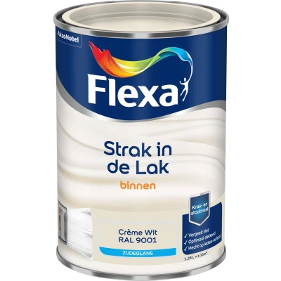 Afbeelding van flexa strak in de lak binnenlak zijdeglans ral 9001 1.25 ltr