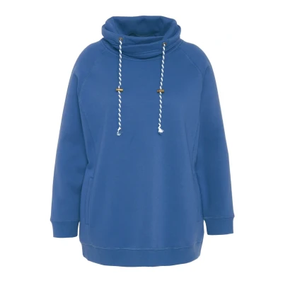 Afbeelding van Ulla Popken MIT Raglanform BÜNDCHEN Lange ÄRMEL Sweater, Dames, Maat: 46/48, Bleu jean