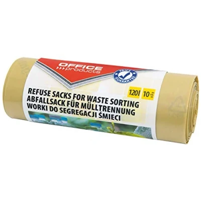 Afbeelding van OFFICER PRODUCTS 22025232 06 vuilniszakken 120 l sterk, 10 vuilniszakken/1 rollen, vuilniszak, afvalzakken voor het huisvuil, scheiden van kunststof, scheurvast (LDPE), kleur: geel