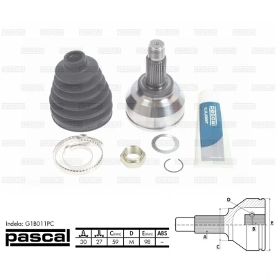 Afbeelding van Homokineet reparatie set, aandrijfas PASCAL G1B011PC