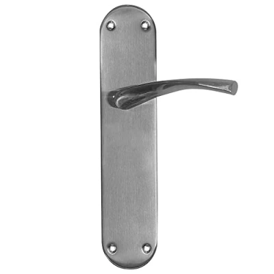 Afbeelding van Micel 07079 deurkrukset met brede stalen plaat en aluminium handgreep, gesatineerd nikkel, zilverkleurig, 280 x 145 70 mm