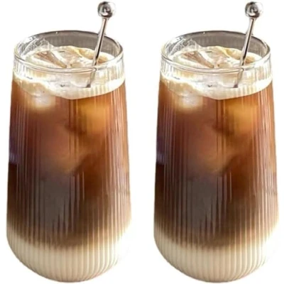 Afbeelding van 500 ml, set van 2 latte macchiato glazen, cappuccinoglazen, theeglazen, kristalglas, ijsbekers voor koude of warme dranken, koffieglazen cappuccino, latte, thee, ijsthee, Iced Americano,