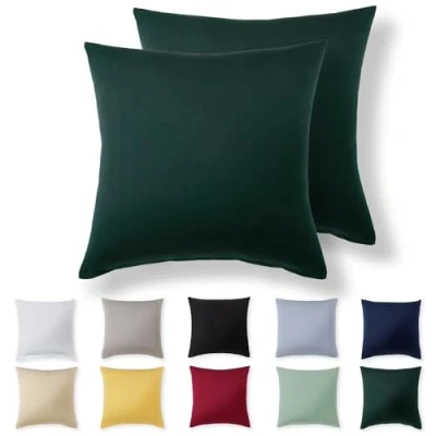 Afbeelding van Alreya kussensloop 65 x cm (set van 2) bosgroen 100% jersey katoen voor kussen cm, hoofdkussenslopen, superzachte kussenslopen met ritssluiting
