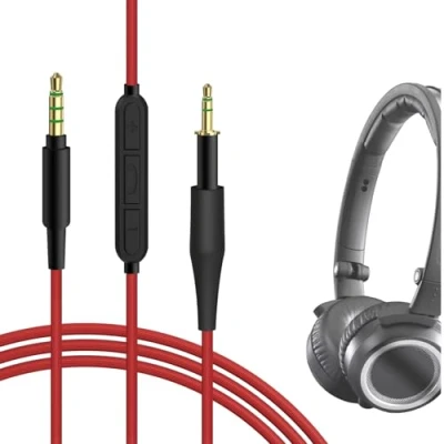 Afbeelding van GEEKRIA Audiokabel met microfoon, compatibel AKG K430, K450, K451, K452, Q460, K480 kabel, 2,5 mm Aux vervangende stereo kabel inline microfoon en volumeregelaar (1,2 m)