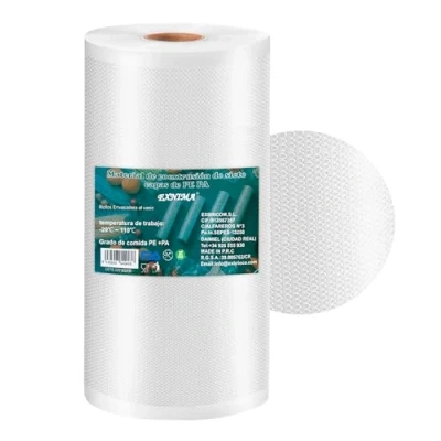 Afbeelding van EXNIMA, 4 stuks, vacuümverpakkingsrollen, geperforeerde zakken, perfect voor het conserveren van levensmiddelen, vacuümzakken, keukengerei, verpakkingsaccessoires, afmetingen 20 x 1500 cm.