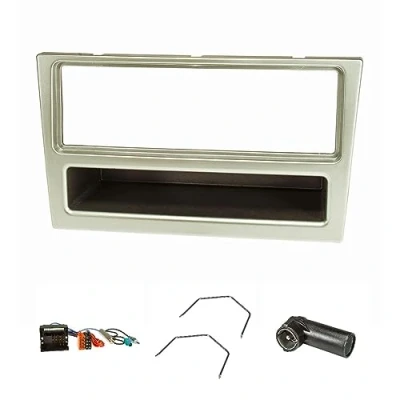 Afbeelding van tomzz Audio 2439 074 Radio installatie frame Set geschikt voor Opel corsa c combo Omega b Vectra Meriva mat chroom met quadlock adapter iso, Fakra antenne Phantom Din ontgrendeling clip