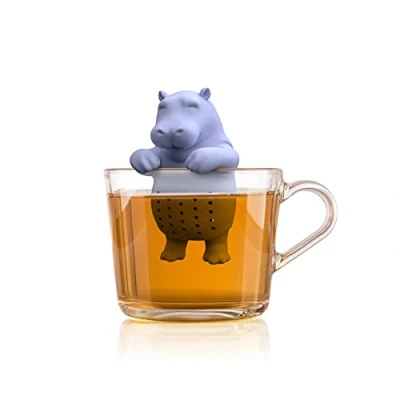 Afbeelding van Winkee Schattige dierentheezeef, hippo, thee ei voor losse thee, infuser, grappig, theezeef kopje, siliconen kruidenzeef, theebol dierfiguur