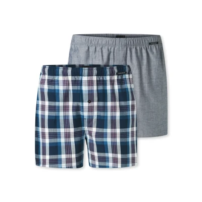 Afbeelding van Schiesser 2PACK Boxershorts Blau grau, Heren, Maat: Small, grau