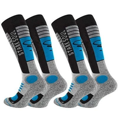 Afbeelding van STARK SOUL Ski functionele sokken, wintersportsokken met speciale voering, 2 paar, grijs zwart blauw, 43 46 EU