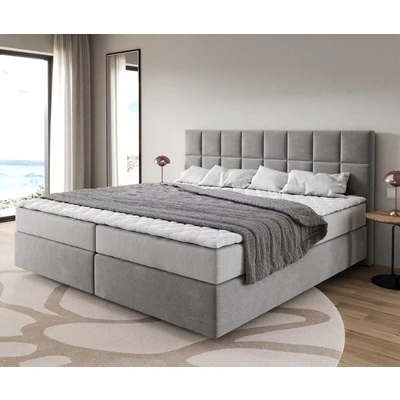 Afbeelding van DELIFE Boxspringbed Dream Fine microvezel grijs 200x200 cm met pocketveringmatras en Visco topper