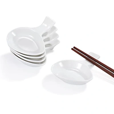Afbeelding van Dipschalen Chopsticks 6 x Porseleinen Saucenschälchen met Stäbchenhalter (9 7,5 2,5cm) Sojasaus Chilly Azijn Kruiden Schälchen, Sushi Schälchen Dipschale Maki