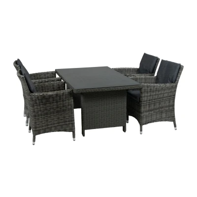 Afbeelding van Normin 5 Delige tuinset 4 Verone tuinstoelen Tuintafel Dublin 145x85cm