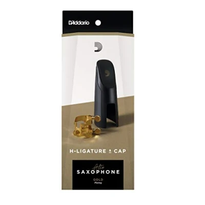 Afbeelding van D&quot;;Addario Woodwinds HAS1G H Ligature &amp; Cap Gold Plated voor altsax