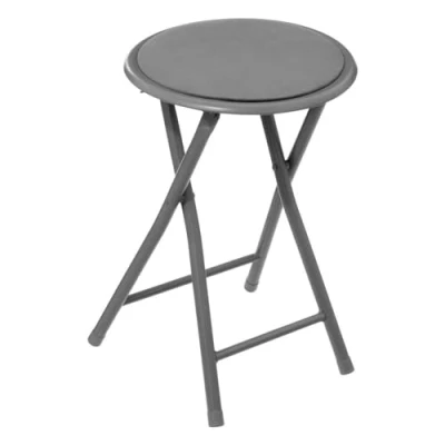 Afbeelding van Bijzet krukje/stoel Opvouwbaar zwart/grijs 46 cm Krukjes
