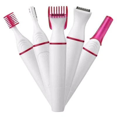 Afbeelding van elektrisch scheerapparaat voor vrouwen, 2 in 1 wenkbrauwscheerapparaat en pijnloze wenkbrauwepilator gezicht, wenkbrauwen, lip, neus, benen, oksel, bikini,