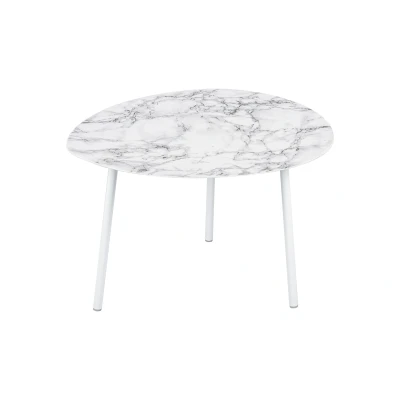 Afbeelding van Leitmotiv Bijzettafel Ovoid Marble Look Large Wit