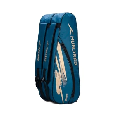 Afbeelding van Hundred Cosmogear Badminton Kit Bag (Teal Green) Double Zipper with Front Pocket Material: Polyester Padded Back Straps Easy Carry Handle