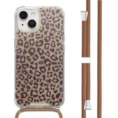 Afbeelding van imoshion Hoesje Geschikt voor iPhone 15 Design met Koord Leopard Mood