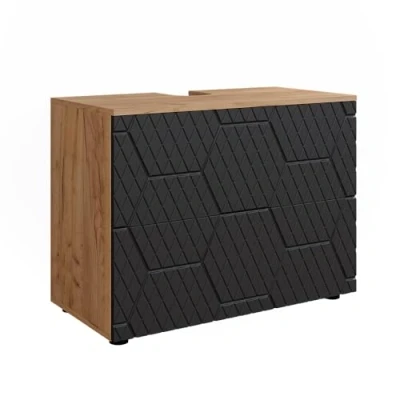Afbeelding van Vicco Wastafelonderkast &quot;Irma&quot;, Krachtige eik goud/Antraciet, 80 cm met 2 laden
