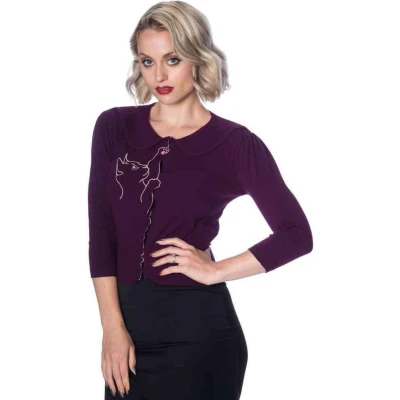 Afbeelding van Dancing Days CAT SCALLOP COLLAR Cardigan M Paars