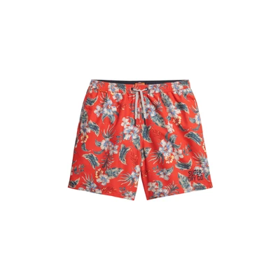Afbeelding van Superdry Hawaiian Print INCH Zwemshorts, Heren, Maat: Large, Botanical red