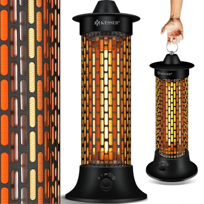 Afbeelding van KESSER® Elektrische Kachel 1200W Terrasverwarmer Energiezuinig Infrarood Verwarming Staand Heater IP55 Verwarmer Zwart