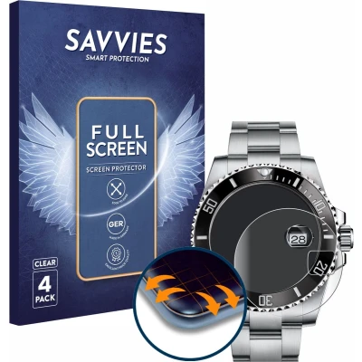 Afbeelding van Savvies Screenprotector voor Rolex Submariner (Date) Folie Beschermfolie transparant volledig dekking (4 Stuks)
