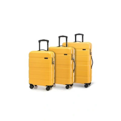 Afbeelding van WITTCHEN COMODO Line Harde Koffer Set 3 Stuks Bagage Trolley Lichtgewicht Transportkoffer met 4 Wielen Combinatieslot Geel