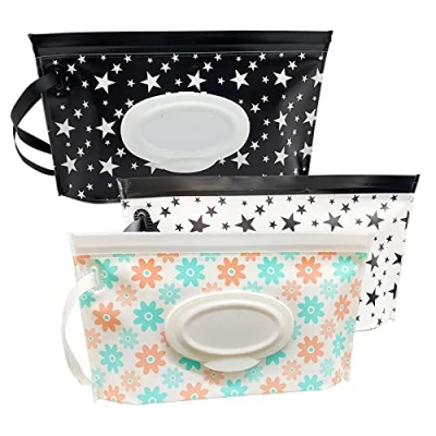 Afbeelding van 3 Pack Baby Natte Veeg Pouch Container, Herbruikbare &amp; Hervulbare Draagbare Doekjes Dispenser, Eco Vriendelijke en Lichtgewicht Reizen Houder, Houdt Vochtig