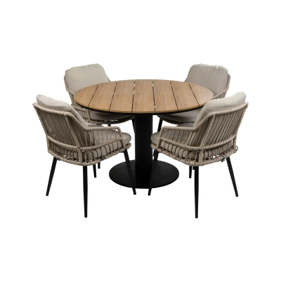 Afbeelding van Normin 5 delige ronde tuinset 4 Isabel tuinstoelen ø120cm Tower tuintafel