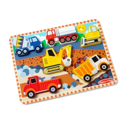 Afbeelding van Melissa &amp; Doug Construction Chunky Puzzle, Puzzles, Wooden Toy, 2+, Gift for Boy or Girl