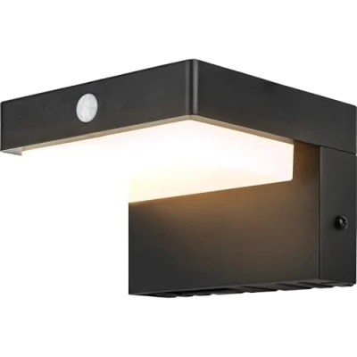 Afbeelding van Brendz Solar Buitenlamp met Bewegingssensor, 400 Lumen, IP44 Waterbestendig, 2 Lichtmodi, 3000K Warm Wit Licht, LED Wandlamp Buiten, Lima