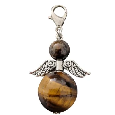 Afbeelding van Beschermengel Tijgeroog ( halfedelsteen, tashanger , sleutelhanger, geluksengel )(Raamhanger, raamkristal kersthanger, kerst ornament, kerst, cadeau, raamdecoratie, geluksengel, bescherm engel, swarovski)